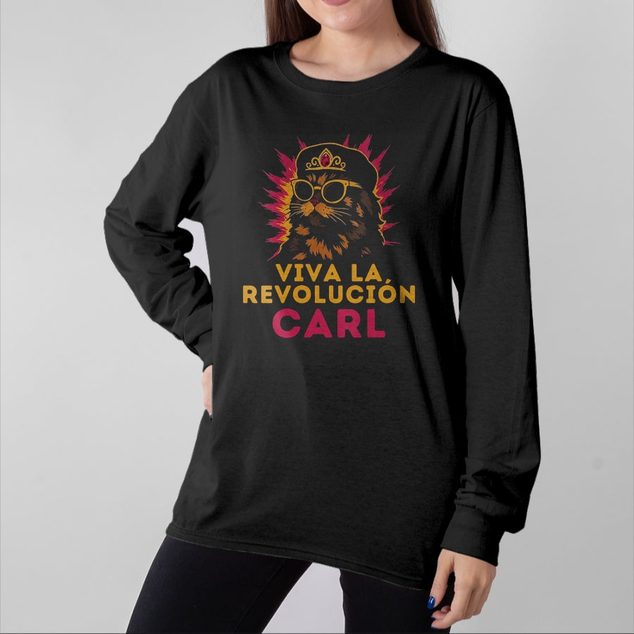 Cat Love Shirt, Funny Cat Lover Gift UnisexT-Shirt/Hoodie/Sweatshirt HLT00 - Women_s Viva La Revolucion Carl Funny Cat V-Neck T-Shirt