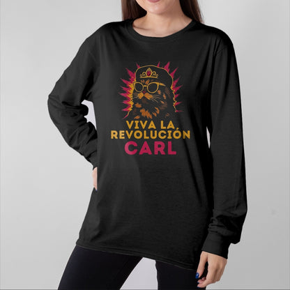 Cat Love Shirt, Funny Cat Lover Gift UnisexT-Shirt/Hoodie/Sweatshirt HLT00 - Women_s Viva La Revolucion Carl Funny Cat V-Neck T-Shirt