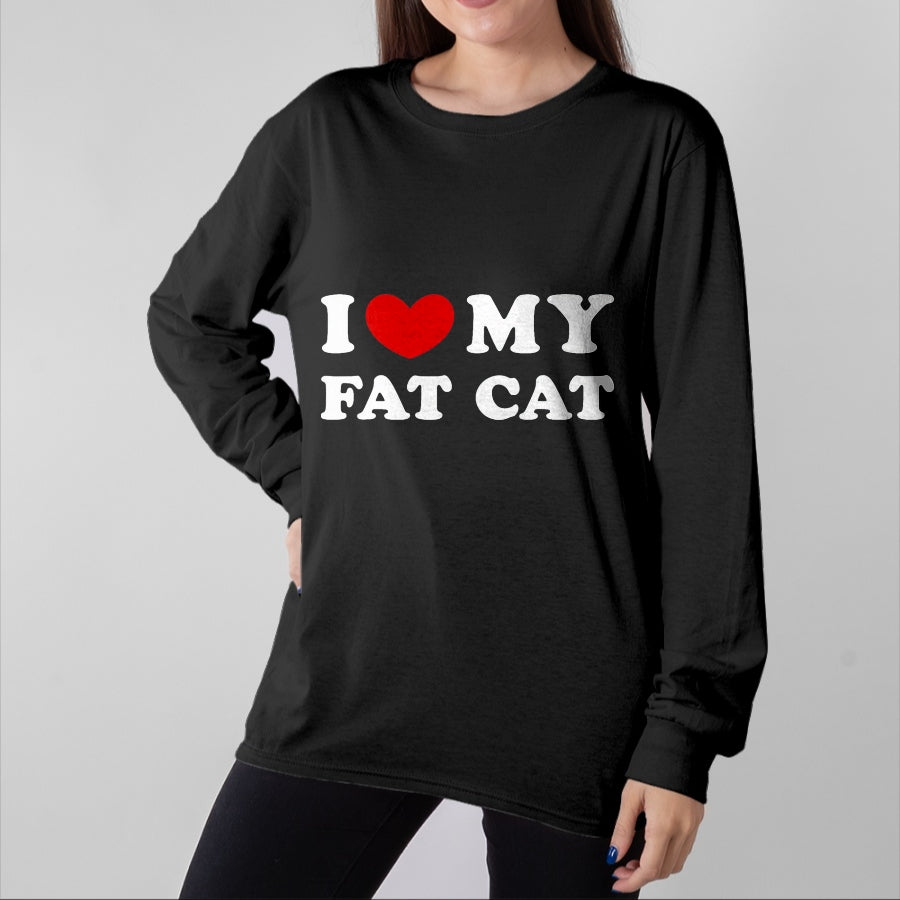 Cat Love Shirt, Funny Cat Lover Gift UnisexT-Shirt/Hoodie/Sweatshirt HLT00 - I Love My Fat Cat, I Heart My Fat Cat T-Shirt, Men, Black, 3X-Large