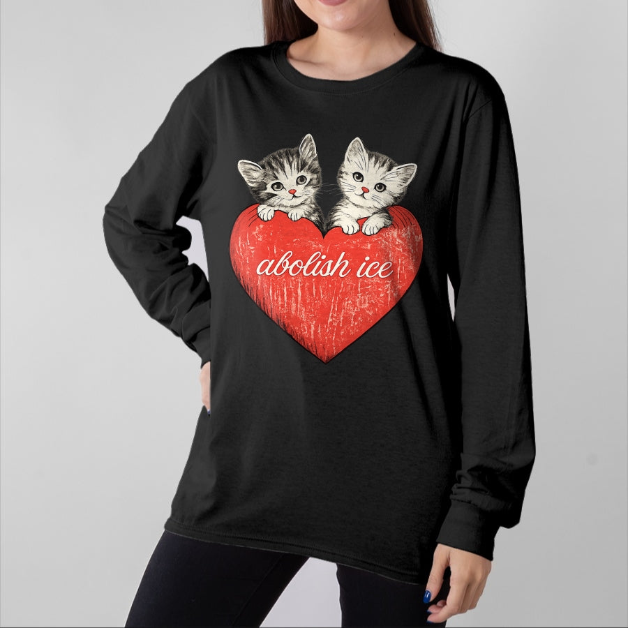 Cat Love Shirt, Funny Cat Lover Gift UnisexT-Shirt/Hoodie/Sweatshirt HLT00 - Abolish ICE, Cute Cat Valentine T-Shirt