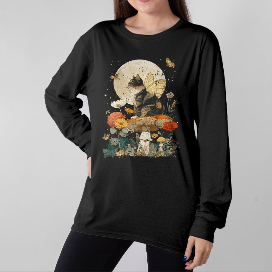 Cat Love Shirt, Funny Cat Lover Gift UnisexT-Shirt/Hoodie/Sweatshirt HLT00 - I Love Cats Fairy Witchy Plant Lover Vintage Nature Themed T-Shirt