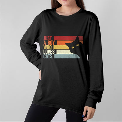 Cat Love Shirt, Funny Cat Lover Gift UnisexT-Shirt/Hoodie/Sweatshirt HLT00 - Just A Boy Who Loves Cats. Funny Cats Lover T-Shirt (2)