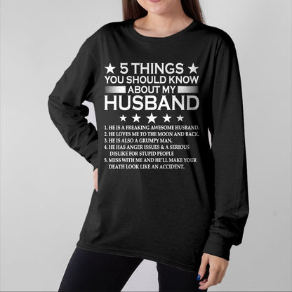 Best Husband Shirt, Wife and Husband Unisex T-Shirt/Hoodie/Sweatshirt HLT00 - 5 Things You Should Know About My Husband Marriage T-Shirt (1)