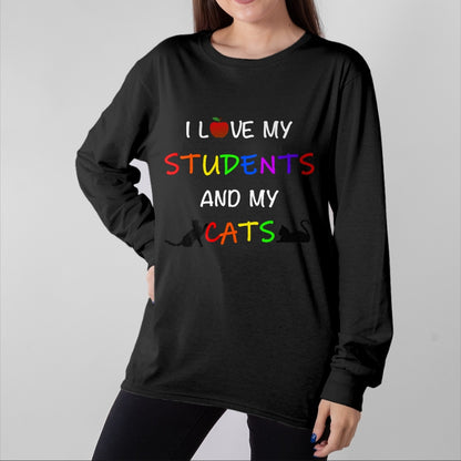 Cat Love Shirt, Funny Cat Lover Gift UnisexT-Shirt/Hoodie/Sweatshirt HLT00 - I Love My Students And My Cats Cute Teacher Cat T-Shirt