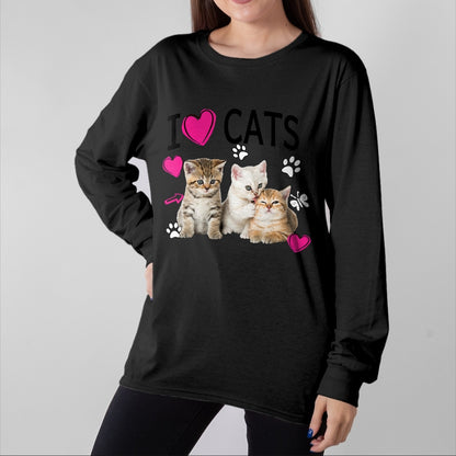 Cat Love Shirt, Funny Cat Lover Gift UnisexT-Shirt/Hoodie/Sweatshirt HLT00 - Cat Lover Tee Cute I Love Cats Kittens Hearts Paws Gift Idea T-Shirt (1)