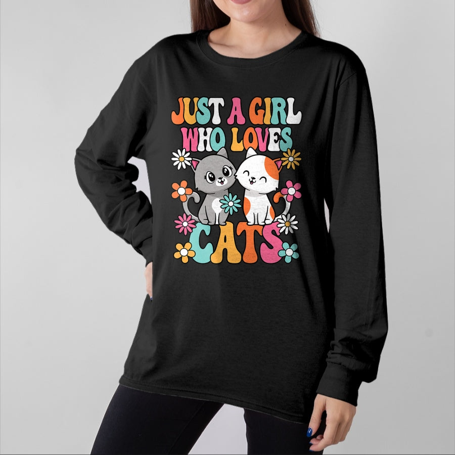 Cat Love Shirt, Funny Cat Lover Gift UnisexT-Shirt/Hoodie/Sweatshirt HLT00 - Just A Girl Who Loves Cats Cute Cat Lover Kitten Girls Kids T-Shirt (1)