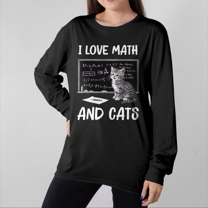 Cat Love Shirt, Funny Cat Lover Gift UnisexT-Shirt/Hoodie/Sweatshirt HLT00 - I Love Math and Cats Funny Cat Lover Science Teacher Student T-Shirt (1)