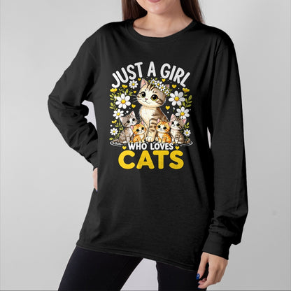 Cat Love Shirt, Funny Cat Lover Gift UnisexT-Shirt/Hoodie/Sweatshirt HLT00 - Cute Cat Lover Just A Girl Who Loves Cats T-Shirt