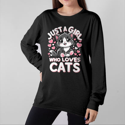 Cat Love Shirt, Funny Cat Lover Gift UnisexT-Shirt/Hoodie/Sweatshirt HLT00 - Just A Girl Who Loves Cats Cute Cat T-Shirt (1)