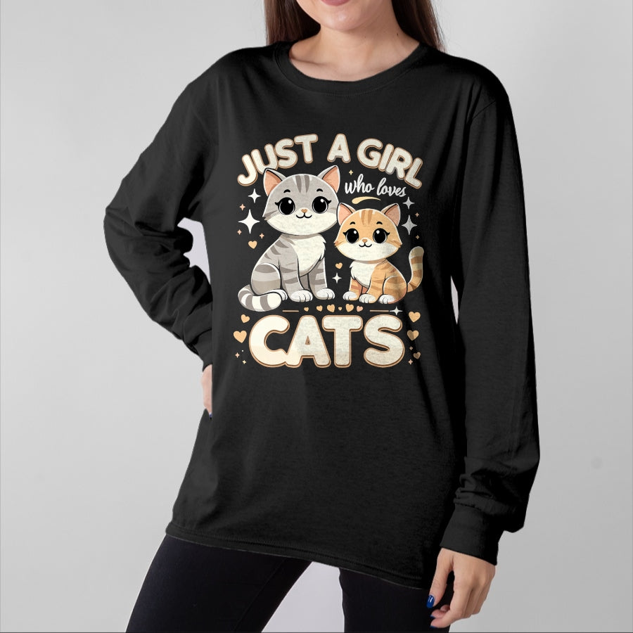 Cat Love Shirt, Funny Cat Lover Gift UnisexT-Shirt/Hoodie/Sweatshirt HLT00 - Cute Cat Just A Girl Who Loves Cats T-Shirt