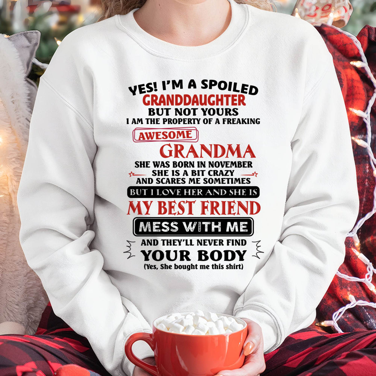 NOVEMBER - SPOILED GRANDDAUGHTER - AWESOME GRANDMA - CRAZY & BEST FRIEND - PERFECT GIFT FROM GRANDMA TO GRANDDAUGHTER - LUAN11 (SKU2607-295-11)