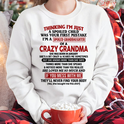 JANUARY - I'M A SPOILED GRANDDAUGHTER OF A CRAZY GRANDMA - From Grandma - LUAN01 (SKU-GMD1-NTT01)
