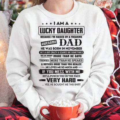 November - Lucky Daughter of Awesome Dad - Perfect Gift For Daughter From Dad - LUAN11 (SKU08-47-11)
