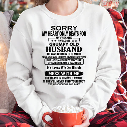 DECEMBER - GRUMPY OLD HUSBAND - SWEETHEART & WARRIOR - PERFECT GIFT FROM HUSBAND TO WIFE - LUAN12 (SKU2608-283-12)