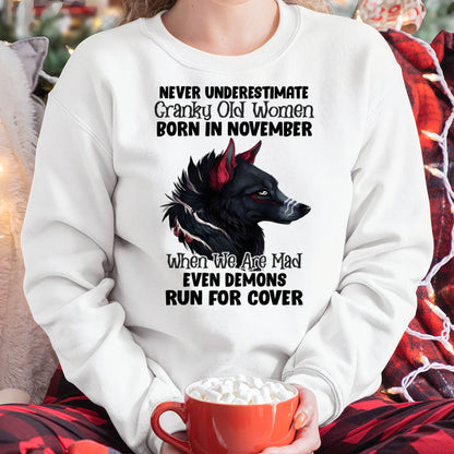 Never Underestimate Cranky Old Women Born In November – Birthday T-Shirt for Women - LUAN11 (SKU2603-45-11)