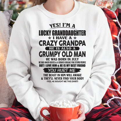 JULY - LUCKY GRANDDAUGHTER OF CRAZY GRANDPA - PERFECT GIFT FOR YOUR GRANDDAUGHTER FROM GRANDPA - LUAN07 (SKU10-150-07)