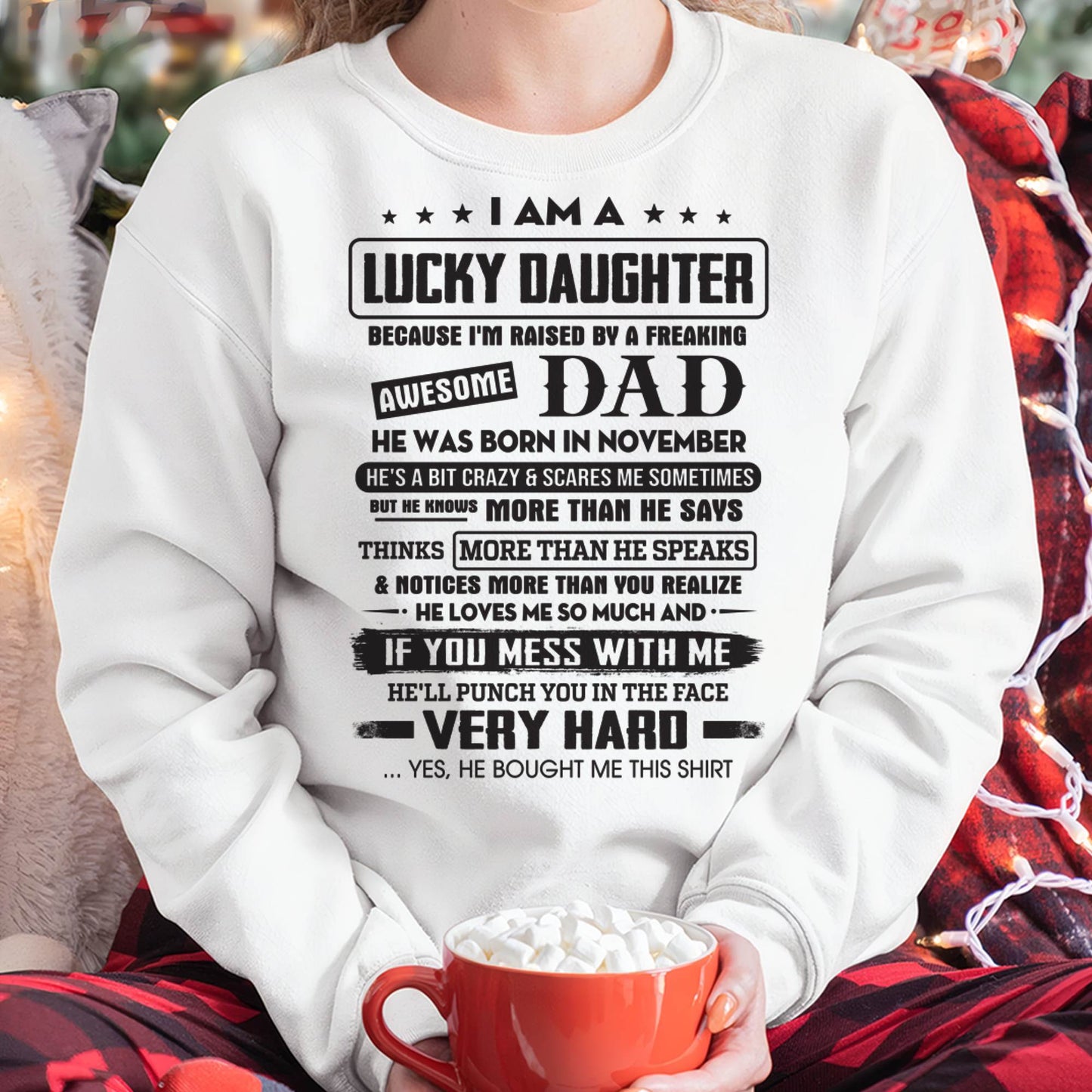 November - Lucky Daughter of Awesome Dad - Perfect Gift For Daughter From Dad - LUAN11 (SKU08-47-11)