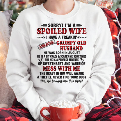 AUGUST - SPOILED WIFE OF AWESOME GRUMPY OLD HUSBAND - PERFECT GIFT FROM HUSBAND - LUAN08 (SKU12-111-08)