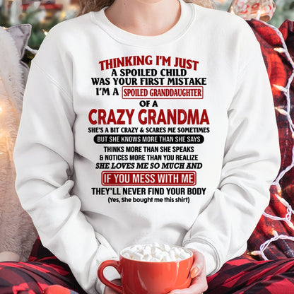 I'M A SPOILED GRANDDAUGHTER OF A CRAZY GRANDMA - From Grandma - NINA00 (SKU-GMD1-NTT00)
