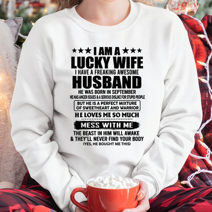 SEPTEMBER - LUCKY WIFE - FREAKING AWESOME HUSBAND - PERFECT GIFT FROM HUSBAND - LUAN09 (SKU2608-323-09)