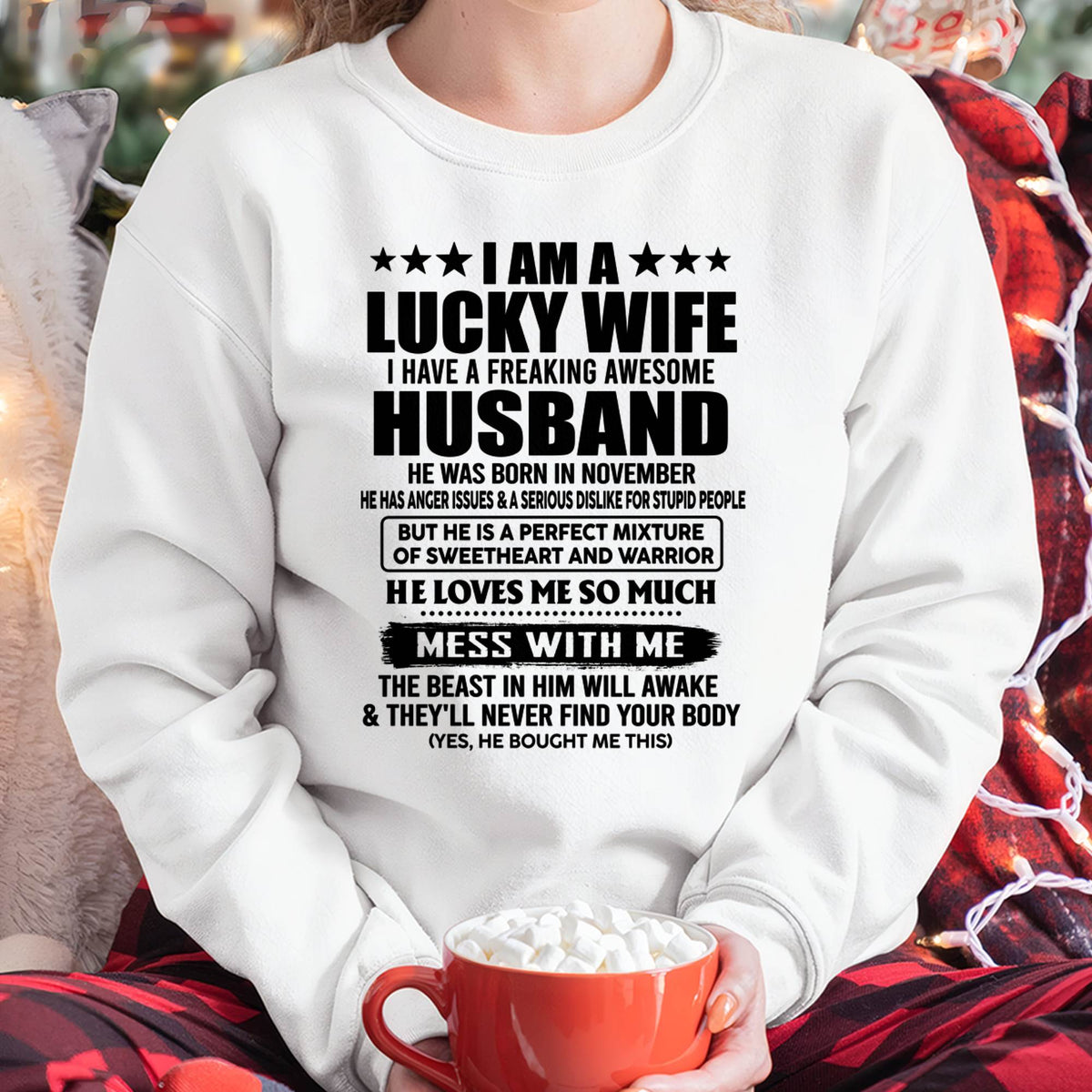 NOVEMBER - LUCKY WIFE - FREAKING AWESOME HUSBAND - PERFECT GIFT FROM HUSBAND - LUAN11 (SKU2608-323-11)