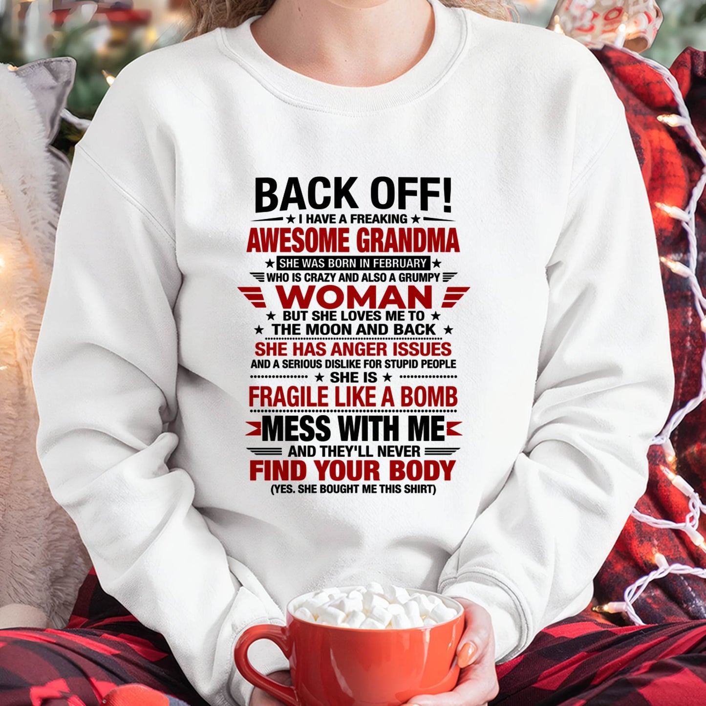 FEBRUARY AWESOME GRANDMA T-SHIRT – PERFECT GIFT FROM GRANDMA - LUAN02 (SKU2607-260-02)