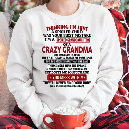 APRIL - I'M A SPOILED GRANDDAUGHTER OF A CRAZY GRANDMA - From Grandma - LUAN04 (SKU-GMD1-NTT04)
