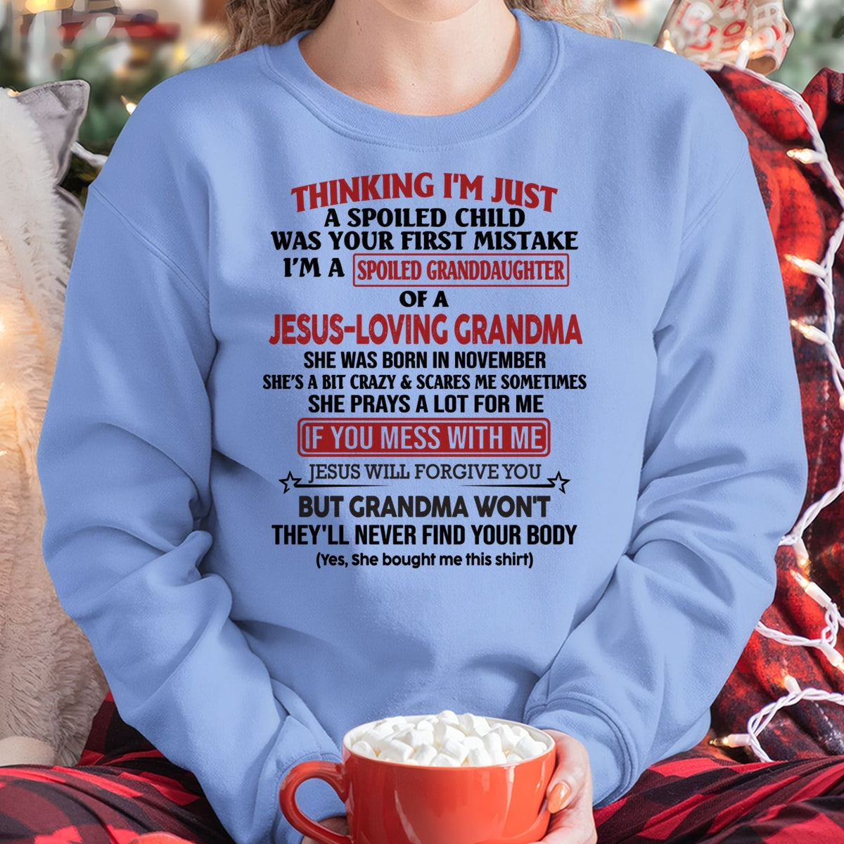 Christian Girl Shirt – Spoiled by Grandma November Edition – From Grandma to Granddaughter NINA11 (SKU07-181-11)