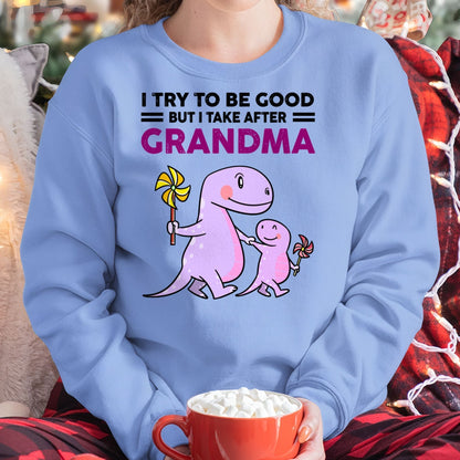 TRY TO BE GOOD BUT I TAKE AFTER GRANDMA- For granddaughter T shirt LUAN00 (SKU07-87)