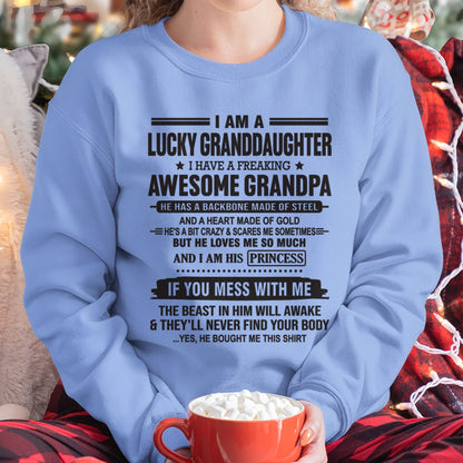 I Am A Lucky Granddaughter T-Shirt – Birthday Gift From Grandpa / Man - LUAN00 (SKU11-122-00)