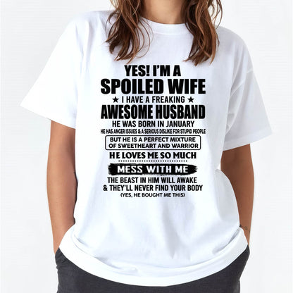 JANUARY - SPOILED WIFE - FREAKING AWESOME HUSBAND - SWEETHEART & WARRIOR - PERFECT GIFT FROM HUSBAND TO WIFE - LUAN01 (SKU2609-283-01)