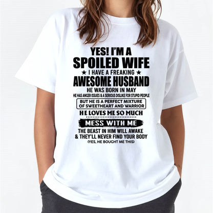 MAY - SPOILED WIFE - FREAKING AWESOME HUSBAND - SWEETHEART & WARRIOR - PERFECT GIFT FROM HUSBAND TO WIFE - LUAN05 (SKU2609-283-05)
