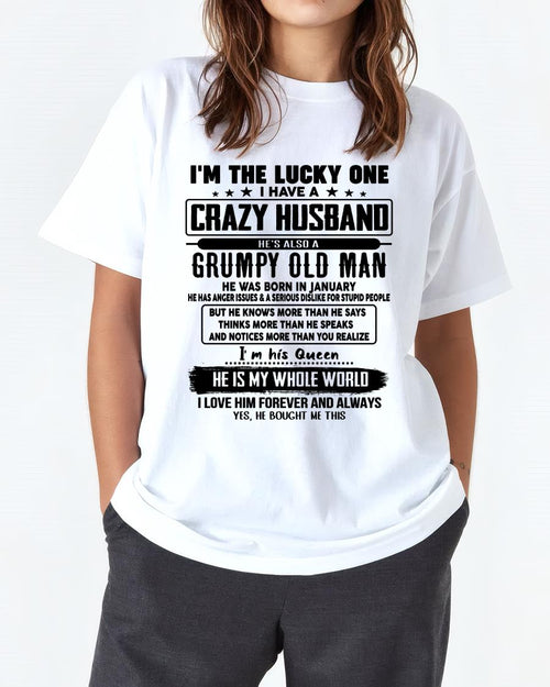 January - I am Lucky One I Have A Crazy Husband - Gift for Wife From Husband - LUAN01 (SKUT-LUCKYONE-01)