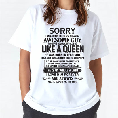 February - Sorry I am already taken by a freaking awesome guy - Gift for Wife From Husband - LUAN02 (SKU08-25-02)