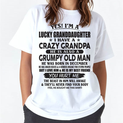 DECEMBER - LUCKY GRANDDAUGHTER OF CRAZY GRANDPA - PERFECT GIFT FOR YOUR GRANDDAUGHTER FROM GRANDPA - LUAN12 (SKU10-150-12)