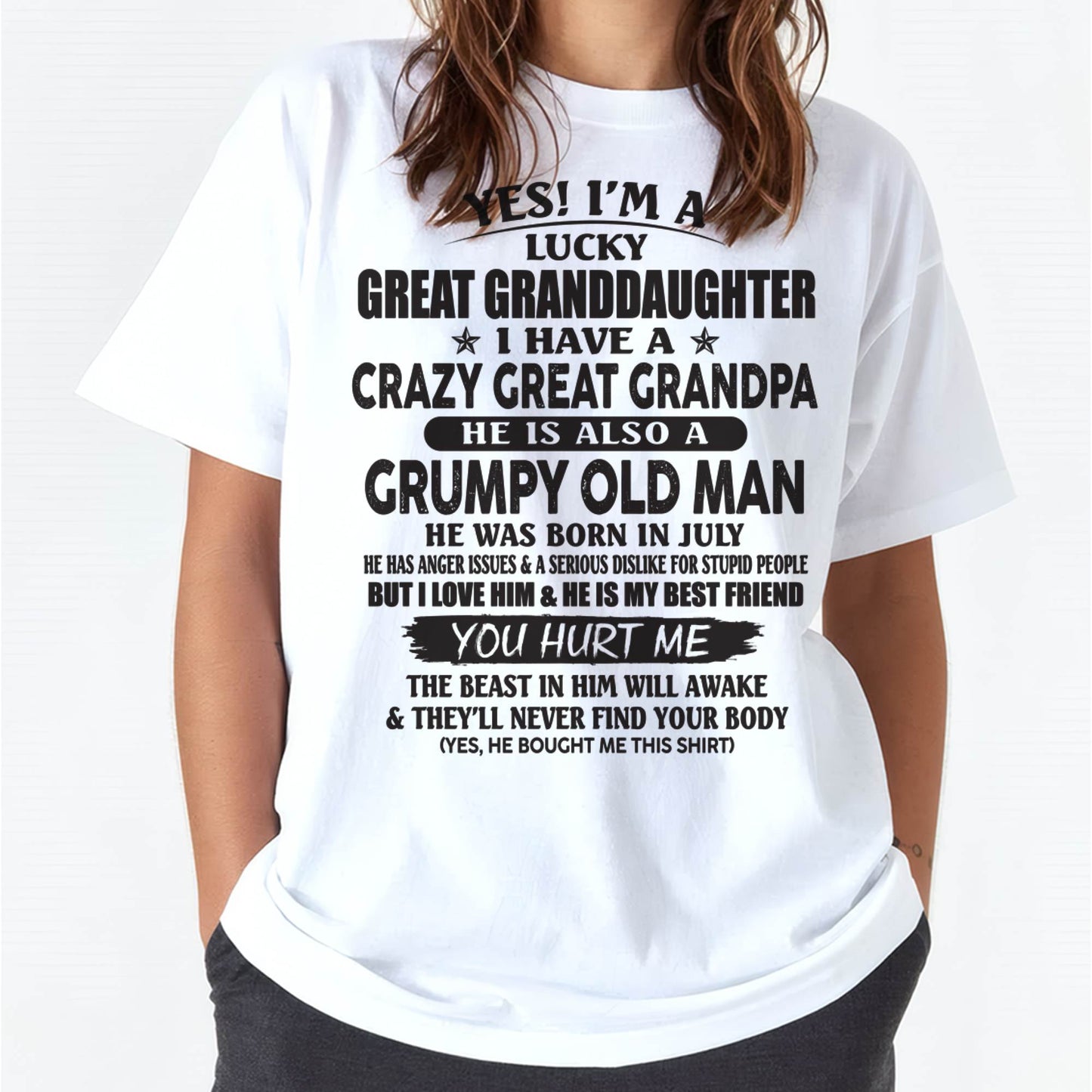JULY - LUCKY GREAT GRANDDAUGHTER OF CRAZY GREAT GRANDPA - PERFECT GIFT FROM GREAT GRANDPA - LUAN07 (SKU12-287-07)
