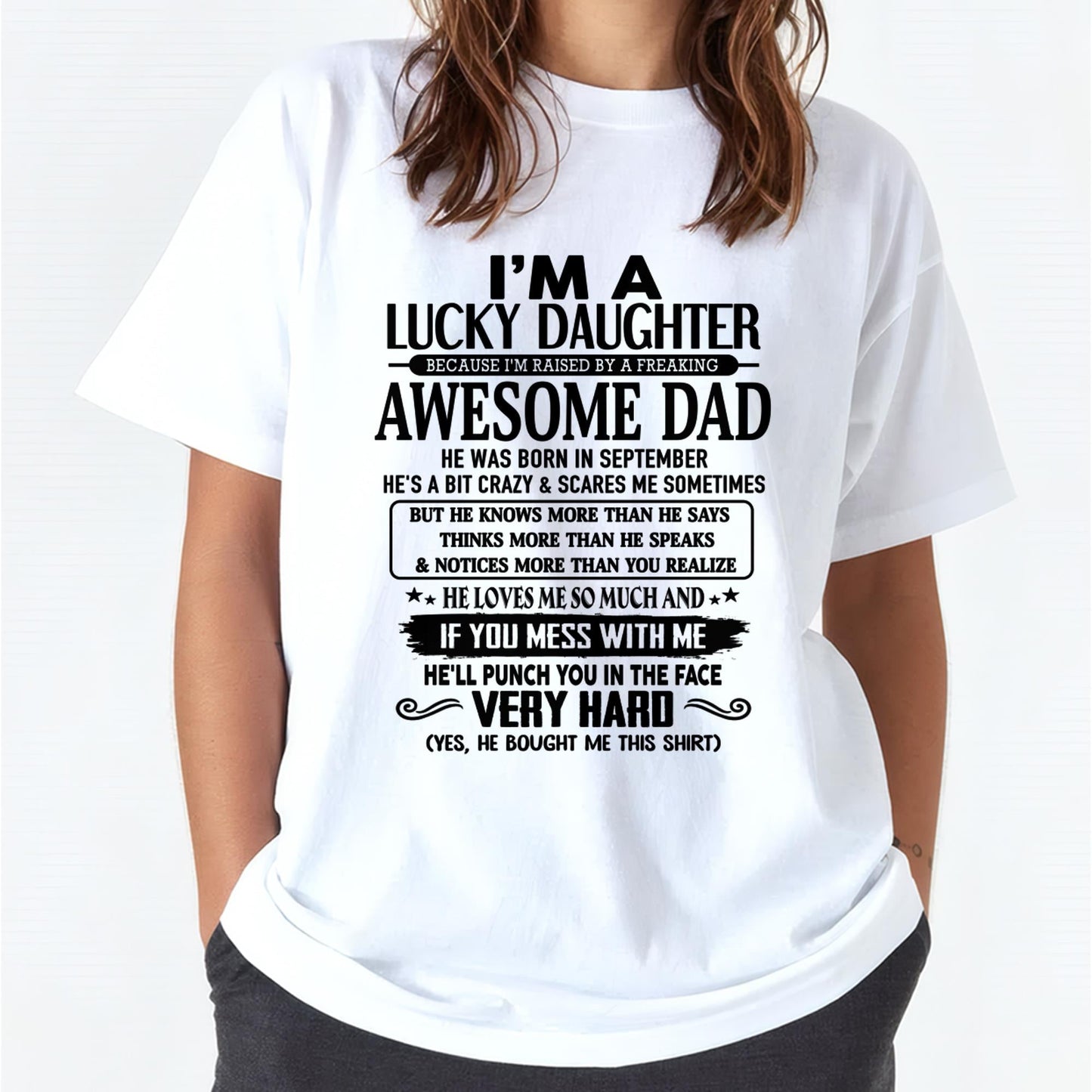 September - I'm Lucky Daughter - Gift for Daughter from Dad - LUAN09 (SKU-TLUCKYDD-09)