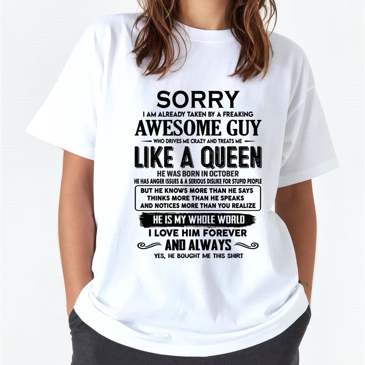 October - Sorry I am already taken by a freaking awesome guy - Gift for Wife From Husband - LUAN10 (SKU-SRG-10)