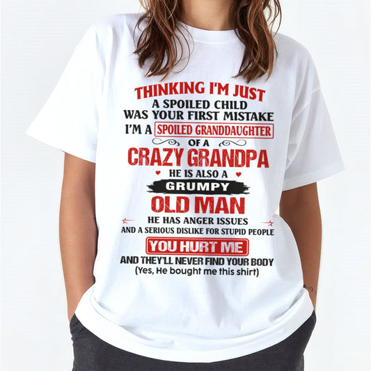 Spoiled Granddaughter of a Crazy Grandpa Shirt – Birthday Gift from Grandpa / Man - LUAN00 (SKU12-200-00)