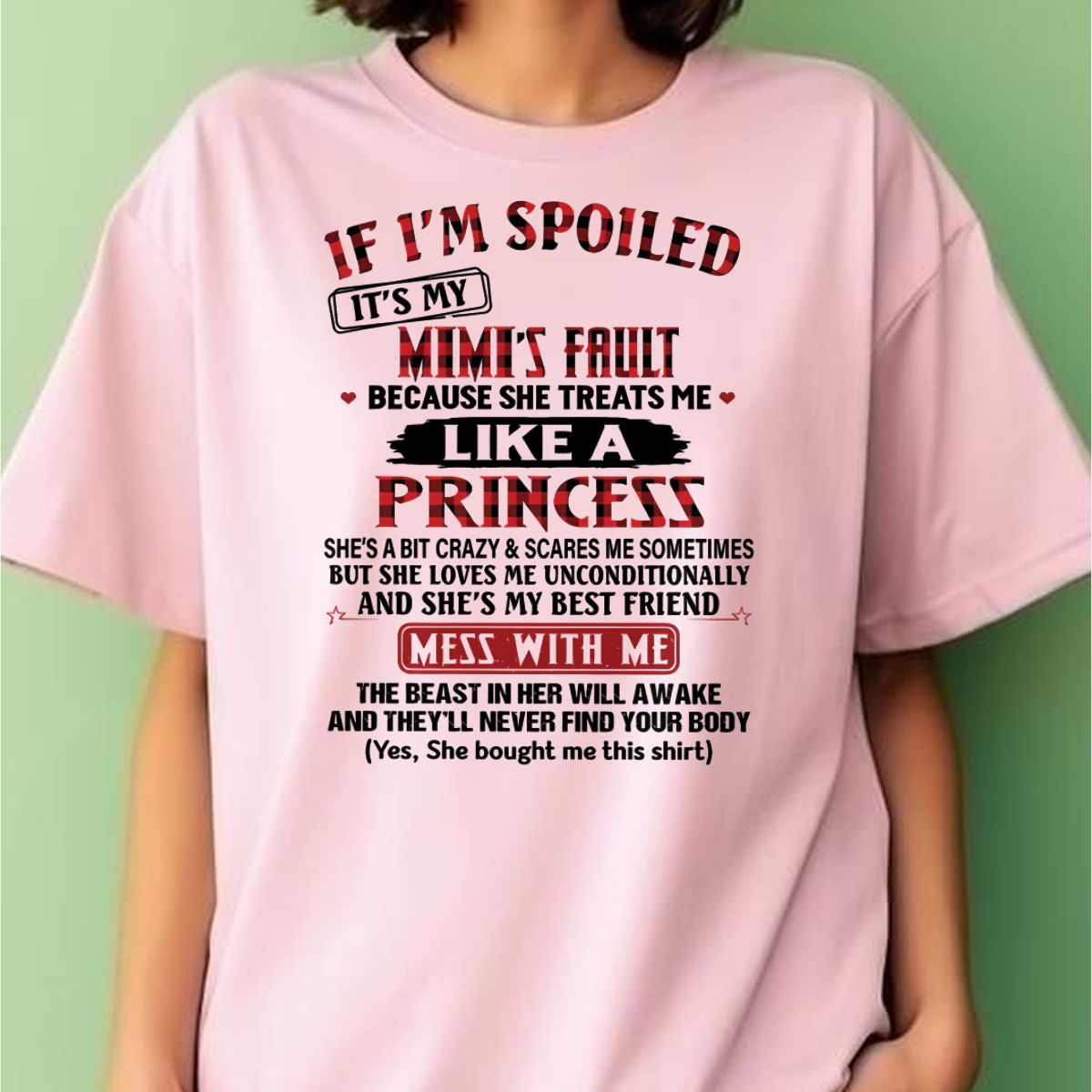 IF I'M SPOILED IT'S MY MIMI'S FAULT ♥ BECAUSE SHE TREATS ME ♥ LIKE A PRINCESS - From Grandma for granddaughter - LUAN00