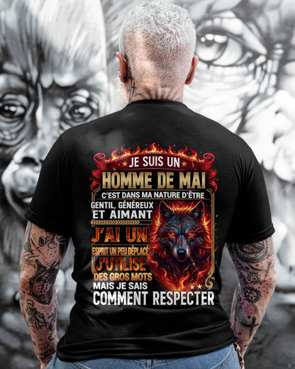 MAI - ESPRIT MALICIEUX MAIS SAIT RESPECTER - T-SHIRT ANNIVERSAIRE HOMME - IMPRESSION DTG PREMIUM - LUAN05 (SKU2604-87-05)