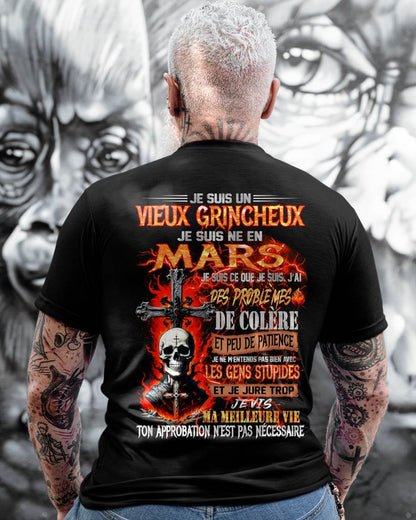 Je Suis Un Vieux Grincheux Né en Mars – T-Shirt Homme Fort Caractère - LUAN03 (SKU26T-01141-03)