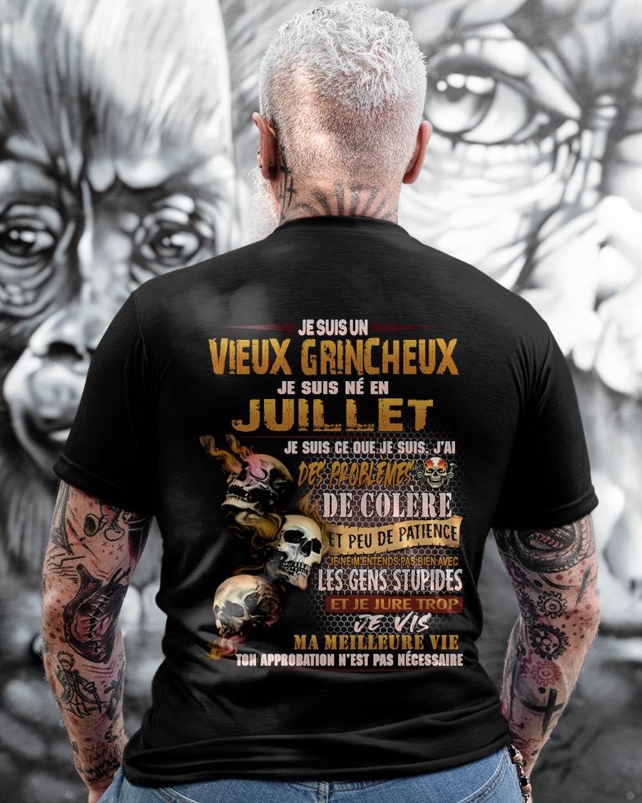 Je Suis Un Vieux Grincheux Né en Juillet – T-Shirt Homme Fort Caractère - LUAN07 (SKU2604-33-07)