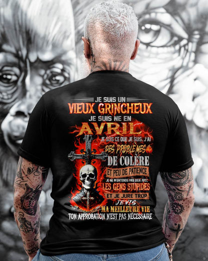 Je Suis Un Vieux Grincheux Né en Avril – T-Shirt Homme Fort Caractère - LUAN04 (SKU26T-01141-04)