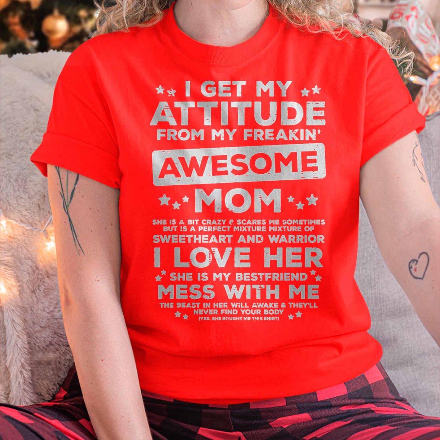 Got My Attitude From Awesome Mom Mothers Day Daughter Son T-Shirt - Gift for Daughter and Son From Mom - LUAN00