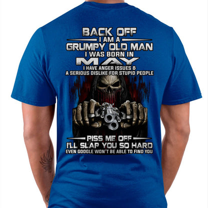 May - Grumpy Old Man T-Shirt – Funny Skull Gun Graphic Tee for Men - LUAN05 (SKU09-109-05)