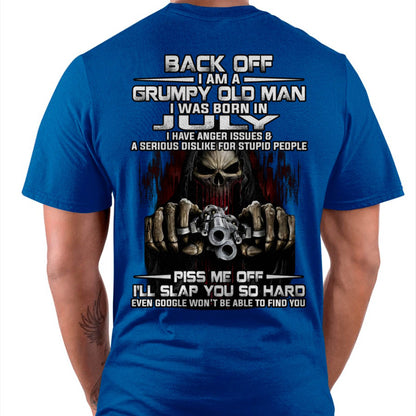 July - Grumpy Old Man T-Shirt – Funny Skull Gun Graphic Tee for Men - LUAN07 (SKU09-109-07)