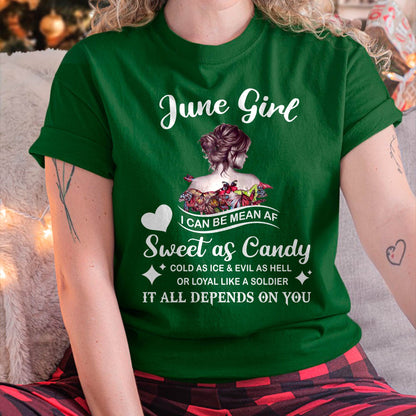 June Girl T-Shirt – Sweet As Candy, Cold As Ice - Birthday Gift for Women - LUAN06 (SKU26T-01-38-06)