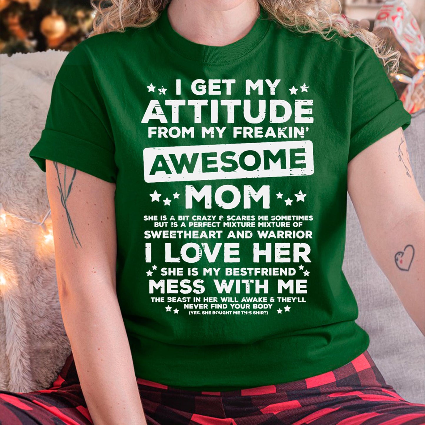 Got My Attitude From Awesome Mom Mothers Day Daughter Son T-Shirt - Gift for Daughter and Son From Mom - LUAN00