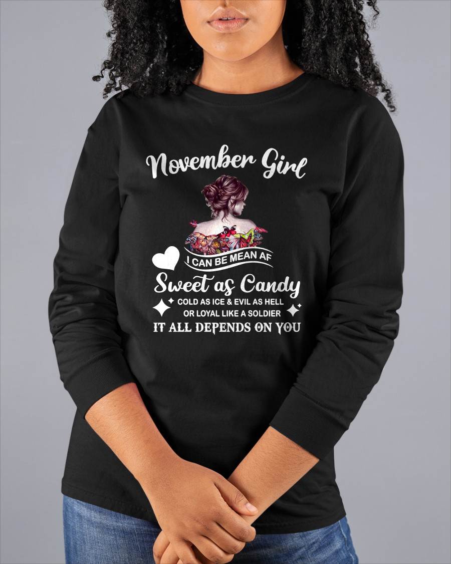 November Girl T-Shirt – Sweet As Candy, Cold As Ice - Birthday Gift for Women - LUAN11 (SKU26T-01-38-11)